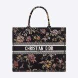 Dior Women Large Dior Book Tote Black Multicolor Dior Jardin Botanique Embroidery