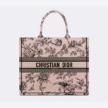 Dior Women Large Dior Book Tote Powder Pink Dior Jardin Botanique Embroidery