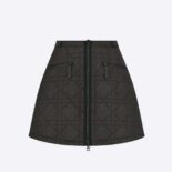 Dior Women Macrocannage Flared Miniskirt Black Quilted Technical Taffeta