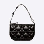 Dior Women Mini Dior Caro Tulip Bag Black Quilted Macrocannage Calfskin