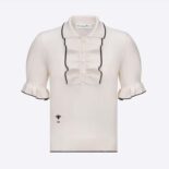 Dior Women Short-Sleeved Sweater White Cashmere and Silk Knit