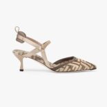 Fendi Women Colibrì Lite Medium-Heel Beige FF Chenille Slingbacks