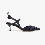 Fendi Women Colibrì Lite Medium-Heel Blue FF Chenille Slingbacks