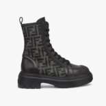 Fendi Women Domino Black Leather Biker Boots