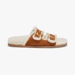 Fendi Women Feel White Sheepskin Slides