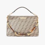 Fendi Women Fendi O’Lock Zipper Dove Gray Tapestry Fabric Bag