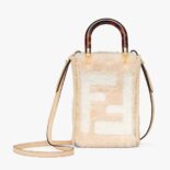 Fendi Women Mini Sunshine Shopper Pink Sheepskin Mini-Bag with Inlay