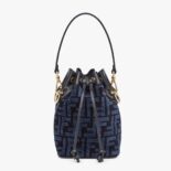 Fendi Women Mon Tresor Blue Tapestry Fabric Mini-Bag