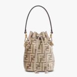 Fendi Women Mon Tresor Dove Gray Tapestry Fabric Mini-Bag