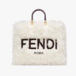 Fendi Women Sunshine Large White Mohair Shopper