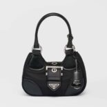 Prada Women Moon Re-Nylon and Leather Bag-Black