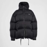 Prada Women Re-Nylon Hooded Down Jacket-Black