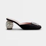 Roger Vivier Women Mules Rhinestone Buckle in Satin