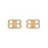 Balenciaga Women BB 2.0 XS Earrings in Gold Brass and Rhinestones