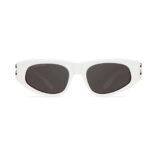 Balenciaga Women Dynasty D-Frame Sunglasses in White with Grey Lenses