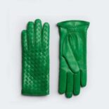 Bottega Veneta Women Intrecciato Leather Gloves-Green