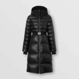Burberry Women Contrast Hood Nylon Mid-Length Puffer Coat