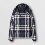 Burberry Women Detachable Hood Night Check Puffer Jacket