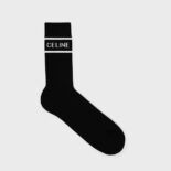 Celine Women Socks in Striped Cotton-Black