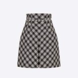 Dior Women Belted Short Skirt Black and White Check'n'Dior Virgin Wool