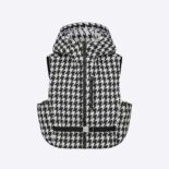 Dior Women Hooded Sleeveless Vest Black and White Technical Taffeta Jacquard with Macro Houndstooth Motif
