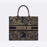Dior Women Large Dior Book Tote Black Dior Jardin D'Hiver Embroidered Cotton with Velvet and Metallic Thread