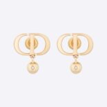 Dior Women Petit CD Earrings Gold-Finish Metal and White Crystals