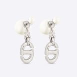 Dior Women Tribales Earrings Silver-Finish Metal with White Resin Pearls