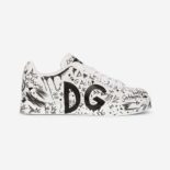 Dolce Gabbana D&G Unisex Calfskin Portofino Sneakers with Logo Print