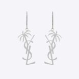Saint Laurent YSL Women Monogram Palm Earrings in Metal-Silver