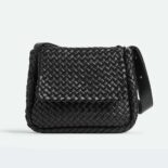 Bottega Veneta Women Cobble Shoulder Bag Small Padded Intreccio Leather-Black