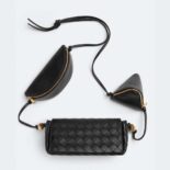 Bottega Veneta Women Intrecciato Leather Multi Pouch On Strap-Black