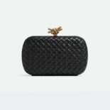 Bottega Veneta Women Knot Minaudiere Padded Intreccio Leather Minaudiere-Black