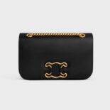 Celine Women Medium Bag Triomphe Frame in Shiny Calfskin-Black