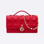 Dior Women Lady Dior Top Handle Clutch Scarlet Red Cannage Lambskin