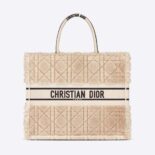 Dior Women Large Dior Book Tote Beige Cannage Shearling