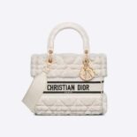 Dior Women Medium Lady D-lite Bag Latte Cannage Shearling