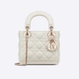 Dior Women Mini Lady Dior Bag Latte Cannage Lambskin