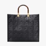 Fendi Women Sunshine Medium Black Leather Shopper