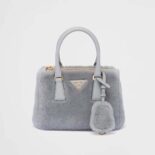 Prada Women Prada Galleria Shearling Mini-Bag-Silver