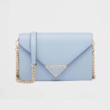 Prada Women Saffiano Leather Shoulder Bag-Blue