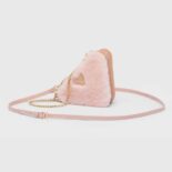 Prada Women Shearling and Saffiano Leather Mini-Pouch-Pink