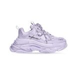 Balenciaga Unisex Triple S Sneaker Allover Logo in Lilac Purple and Black Technical Material