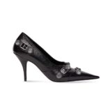 Balenciaga Women Cagole 90mm Pump in Black Arena Lambskin