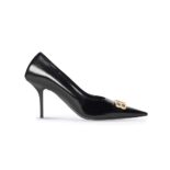 Balenciaga Women Square Knife BB 80mm Pump in Black Shiny Lambskin