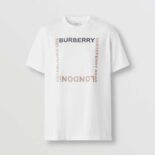 Burberry Men Horseferry Square Print Cotton T-shirt-White