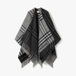 Burberry Women Contrast Check Wool Cashmere Jacquard Cape