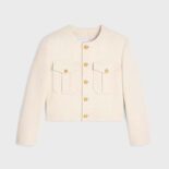 Celine Women Cropped Military Jacket in Silk Rush-Beige