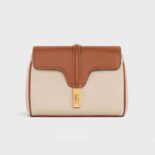 Celine Women Mini Soft 16 in Textile and Calfskin-Beige