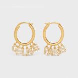 Celine Women Paris Hoops in Brass with Gold Finish and Crystals